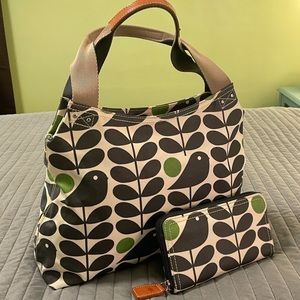 Orla Kiely Early Bird Granite Handbag and Wallet